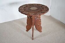 Small Hand Carved Folding Wooden Side Table Decorated with Flowers and Leaves segunda mano  Embacar hacia Mexico