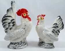 Vintage Chickens Salt Pepper Shakers Rooster Hen Black White Made In Japan for sale  Shipping to South Africa