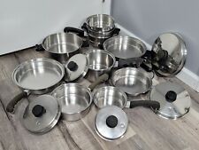 Vtg Saladmaster Cookware 15 Pc Set  Pans skillets Lids Inserts 18-8 SS Electric, used for sale  Shipping to Canada