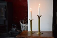 Early 20th Century Brass Coronet Candlesticks with Hand Blown Glass Cabochons for sale  Shipping to South Africa