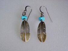 brass earrings feather for sale  Mequon