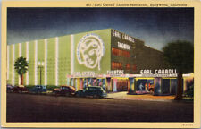 Cartão postal de linho não usado Hollywood CA Earl Carroll Theatre restaurante G76 comprar usado  Enviando para Brazil
