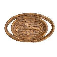 Cesta feita à mão tecido palha cabo duplo multitom oval enrolado decoração boho comprar usado  Enviando para Brazil