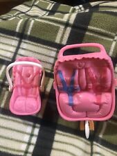 Fisher Price Loving Family Double Baby Twin Jogger Stroller Single Car Seat Pink, used for sale  Shipping to South Africa