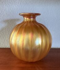 Steven Correia signed Vase Favrile Gold Iridescent Art Glass 7” for sale  Shipping to South Africa