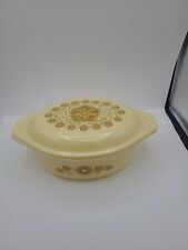 PYREX 043 1.5QT YELLOW KIMCHEE PATTERN WITH LID OVAL BAKING DISH CASSEROLE 1971 for sale  Shipping to South Africa