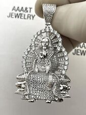 Colgante de Jesús en silla de circonio cúbico de plata esterlina sólida 925 segunda mano  Embacar hacia Argentina