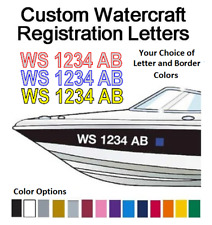 Custom 2 COLOR - Set of 2 - Boat Registration Numbers 3" Vinyl Decals Stickers  for sale  Shipping to South Africa