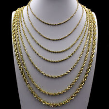 Real 10K Yellow Gold 2mm-6mm Diamond Cut Rope Chain Bracelet Necklace 16"- 30", used for sale  Shipping to South Africa