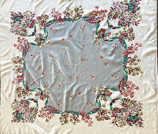 Toalha de mesa cesta de flores vintage quadrada algodão cinza centro 49,5" x 52" MCM comprar usado  Enviando para Brazil