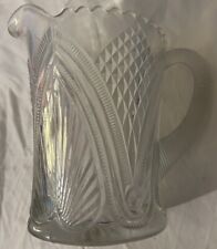 Vintage Heavy Glass Pitcher, Ribbed Handle And Top for sale  Shipping to South Africa