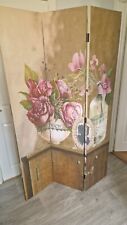 VINTAGE 3 PANEL FLORAL ROOM DIVIDER WITH DOUBLE SIDED SCREENS 1.8mtrs HIGH for sale  Shipping to South Africa