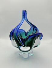 Unique Blue Green Glass Crystal Art Vase Abstract Design Decoration Sidings for sale  Shipping to South Africa
