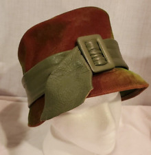 Used, Womans Bucket Hat w/ Buckle Green & Maroon Blend Velvet Wool Size S Vintage for sale  Shipping to South Africa
