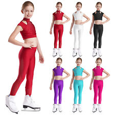 Roupas infantis femininas palco crop top e leggings trajes esportivos bailarina, usado comprar usado  Enviando para Brazil