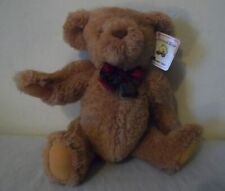 A&A Cute Shaggy Jointed Teddy Bear with Check Bow Tie Plush Soft Toy Animal for sale  Shipping to South Africa