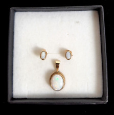 9CT Gold & Opal Necklace Charm & Stud Earrings for sale  Shipping to South Africa