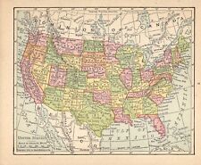 Antiguo Pequeño Mapa de los ESTADOS UNIDOS 1911 EE. UU. Mapa de los Estados Unidos Mapa 1540 segunda mano  Embacar hacia Argentina