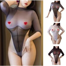 Macacão feminino uma peça bodysuit sexy corte alto collant malha transparente lingerie comprar usado  Enviando para Brazil