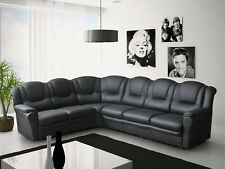 Corner sofa black for sale  HORLEY