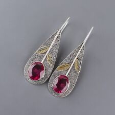 Pendientes colgantes de piedras preciosas de turmalina rosa natural plata esterlina 925 segunda mano  Embacar hacia Argentina