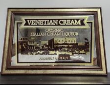 Vintage Venetian Italian Cream Liqueur Mirror 24 x 16.5 Wood Frame Italy Bar Pub for sale  Shipping to South Africa