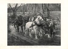 Holztransport im Gebirge XL Kunstdruck 1928 von A. Tippmann Holzrücken Pferde comprar usado  Enviando para Brazil