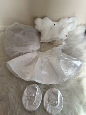 Used, Build A Bear Wedding White Bridal Gown Sparkle Shimmer Satin Outfit Veil Coat for sale  Shipping to South Africa