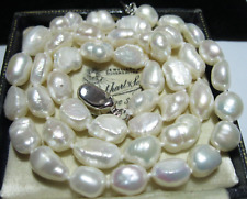Collar de perlas cultivadas BARROCO real blanco AGUA DULCE cuentas naturales 19,5" de largo segunda mano  Embacar hacia Mexico