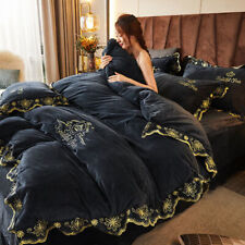 Conjunto de roupa de cama de veludo de alta qualidade 4 peças capa de colcha grossa colcha e fronha, usado comprar usado  Enviando para Brazil