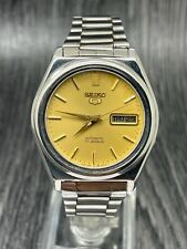 Seiko 5 relógio masculino automático mostrador dourado aço inoxidável excelente estado. comprar usado  Enviando para Brazil
