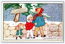 c1910's Christmas Sign Santa Claus Mother And Daughters Snowfall Postcard segunda mano  Embacar hacia Argentina