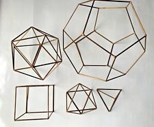 Platonic Solids Bronze Set 5 Sculpture Wire Metal Geometry Math Education Art for sale  Shipping to South Africa