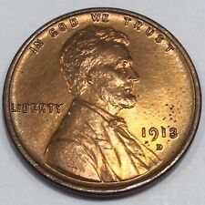 Hermosa moneda de centavo Lincoln Wheat 1913-D sin circular fecha rara segunda mano  Embacar hacia Argentina