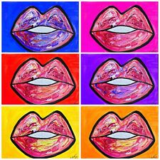 Custom Lips Painting Pour Pop Original Art Fluid Art Hot Lips Artwork Canva Pain for sale  Shipping to Canada