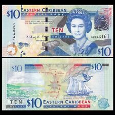 10 dólares del Caribe Oriental, reina Isabel II, ND (2012), P-52, UNC segunda mano  Embacar hacia Mexico
