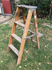 VTG Primitive Wood Step Stool Folding Ladder Plant Stand Farmhouse 44in Tall for sale  Mount Holly Springs