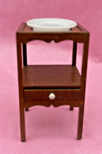 Artisan Wood Washstand, Drawer, Holes for Bowl & Glasses Dollhouse Miniature for sale  Shipping to South Africa