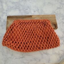 Bolsa de embreagem A New Day laranja crochê malha cabo de madeira fecho magnético comprar usado  Enviando para Brazil