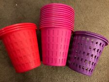 17 cestas de almacenamiento redondas de plástico rosa púrpura pequeñas de 6"" x 6"" segunda mano  Embacar hacia Argentina