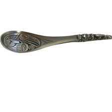 BOMA Canada Fine Pewter Totem Pole Spoon Ornate Handle 6 1/4 " Pacific Northwest for sale  Fleming Island