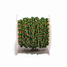Calcedônia verde esmeralda 3-4mm contas rosário corrente frisada fio folheado a ouro 5 pés comprar usado  Enviando para Brazil