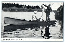 c1920 Bass Fishing Good Near River Canoe Boat Twin Cities Minnesota MN Postcard for sale  Shipping to South Africa