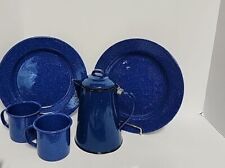 Enamelware speckled blue for sale  La Pine