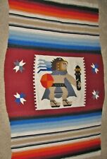Used, VINTAGE SOUTHWESTERN MEXICAN AZTEC WARRIOR WOOL SADDLE BLANKET WALL HANGING RUG for sale  Shipping to Canada
