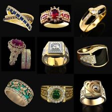 Anéis folheados a ouro 18k da moda masculinos femininos joias clássicas presente de casamento tamanho 6-13 comprar usado  Enviando para Brazil