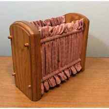 Soporte para servilletas caddy de cocina madera con lados de tela blanca rosa madera vintage 8x5x8 segunda mano  Embacar hacia Mexico