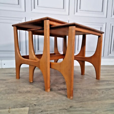 Vintage Mid Century Style Teak Nest Of 2 Side Tables Retro Danish Wooden MCM for sale  Shipping to South Africa