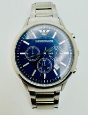 Relógio masculino clássico cronógrafo mostrador azul Emporio Armani AR2448 43mm estojo comprar usado  Enviando para Brazil