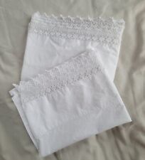 Usado, PAR DE FRONHAS FIELDCREST padrão vintage branco com borda de renda de malha todo algodão comprar usado  Enviando para Brazil